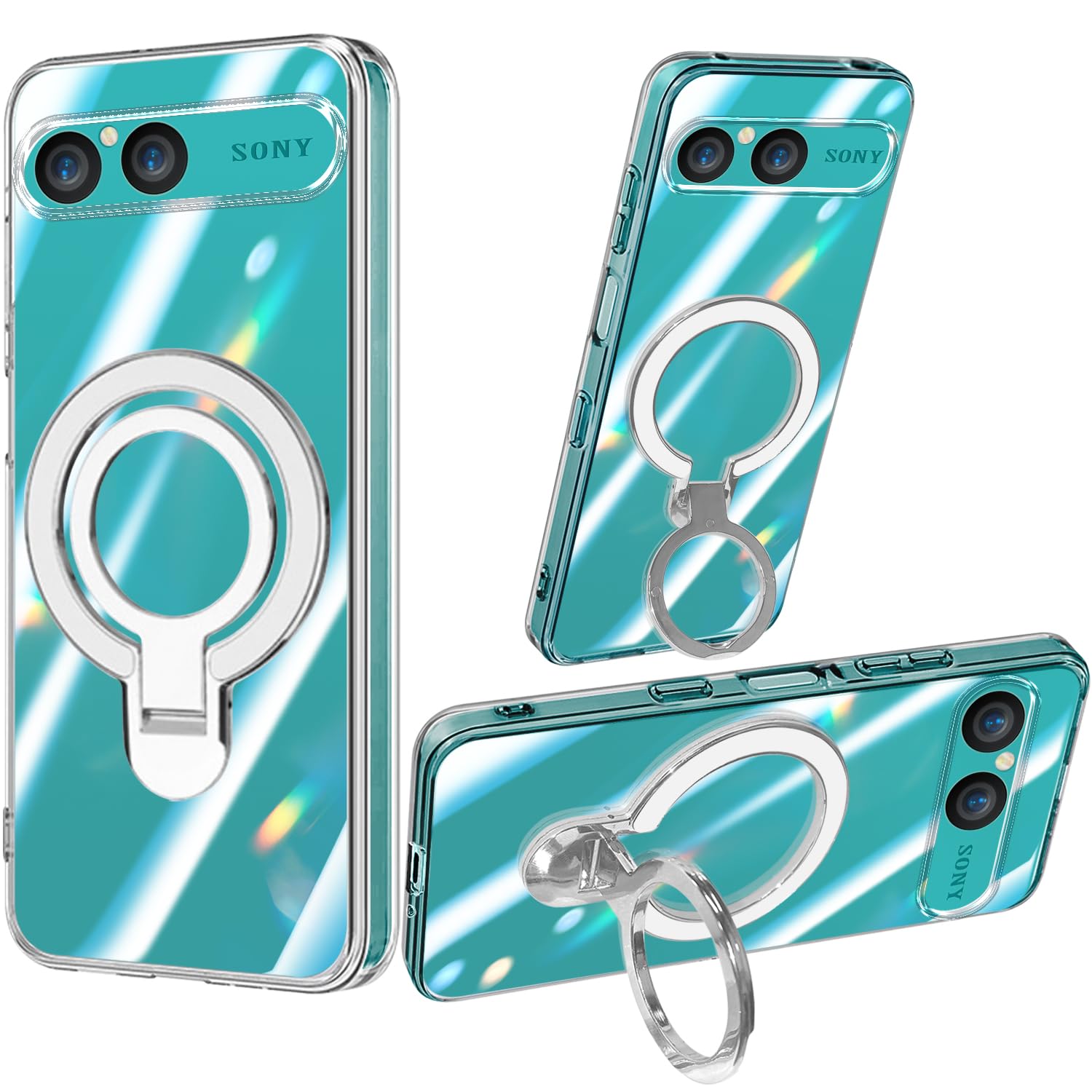 XPERIA 10 VII ケース クリア リング付き 縦横両対応 TPU ソフト 耐衝撃 スマホ ケース エクスペリア10 VII 透明 軽量 薄型 スタンド機能 保護カバー