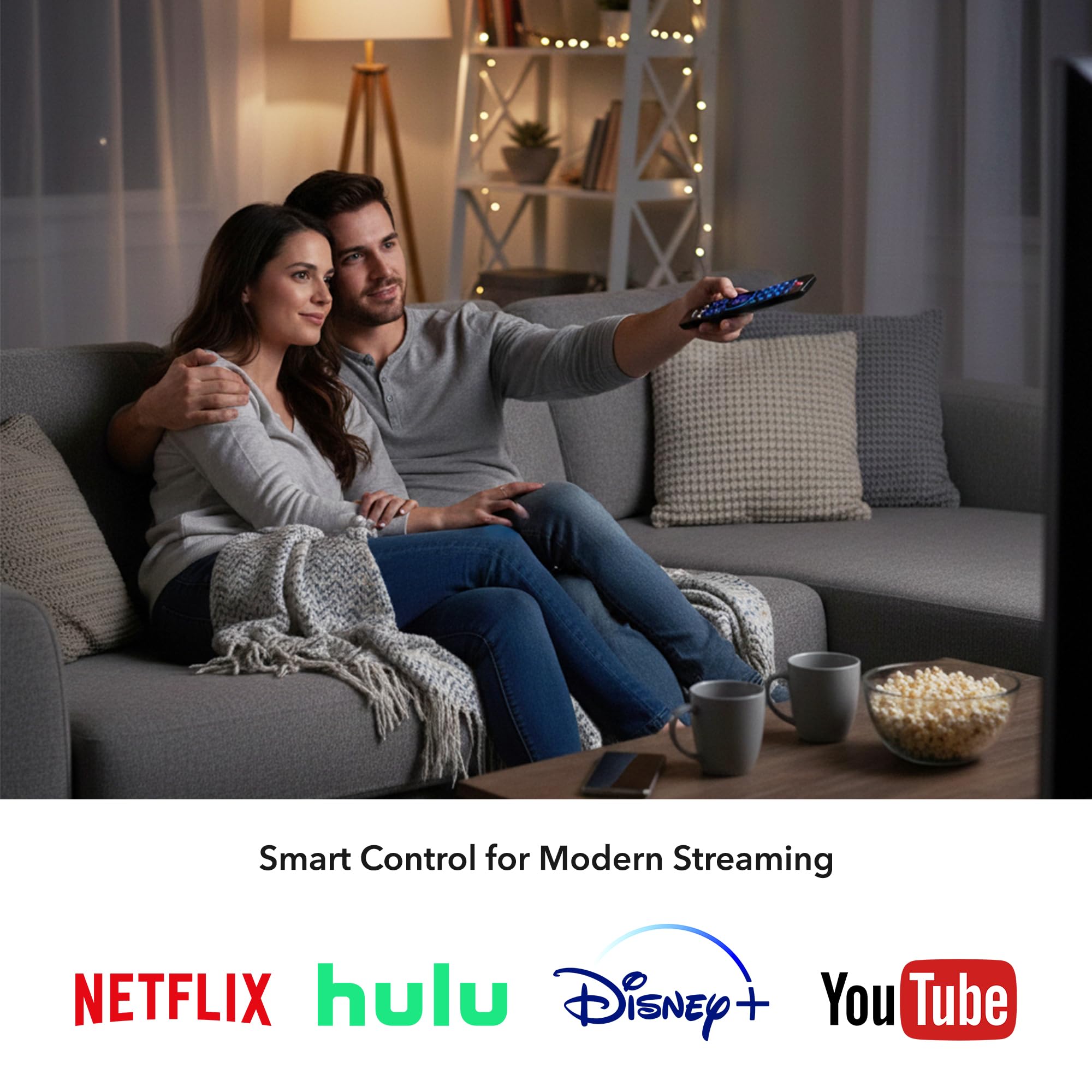 TERK Télécommande universelle rechargeable, 4 appareils avec chargement USB-C, clavier rétroéclairé, infrarouge longue portée, compatible avec TV, lecteurs de streaming, décodeurs de câble, Roku, Fire