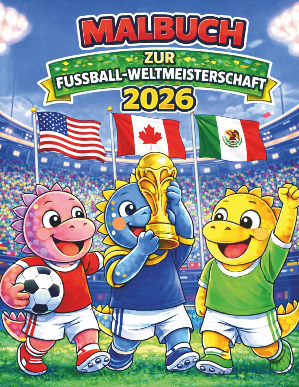 Malbuch zur Fussball Weltmeisterschaft 2026: Ausmalbuch für Kinder – Dino-Fußball, Weltmeisterschaft & fantasievoller Malspaß