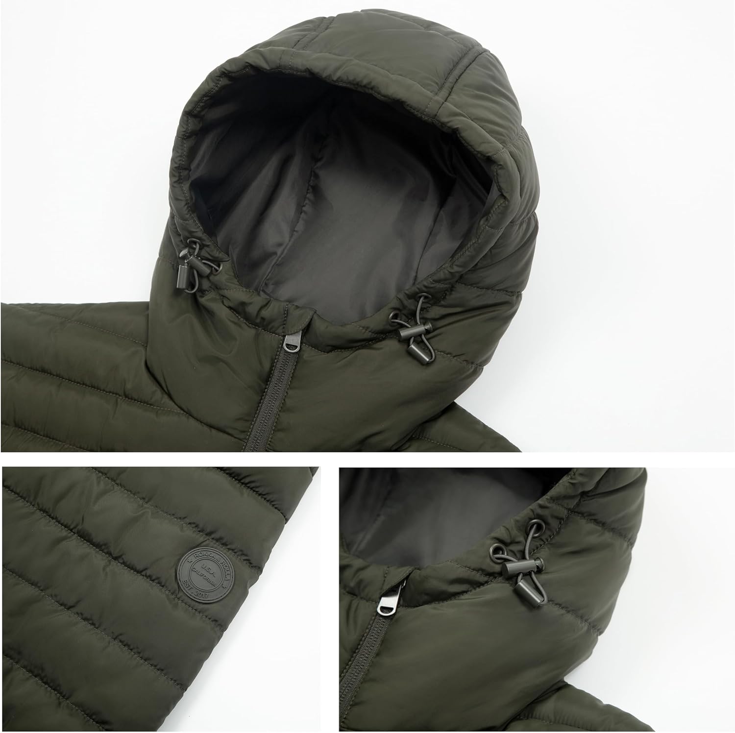 Rokka&Rolla Men's Lightweight Water-Resistant Quilted Puffer Jacket - Image 5