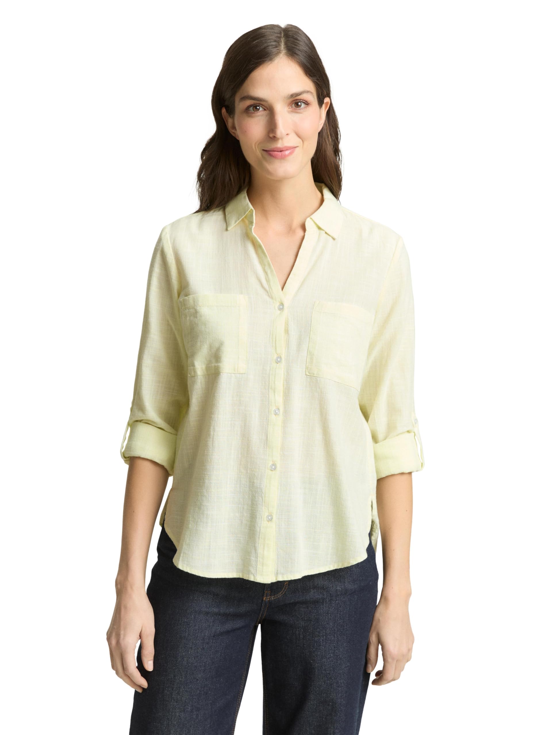 TOM TAILOR Women's 1035247 Blouse, 38887-Soft Lemon, 18
