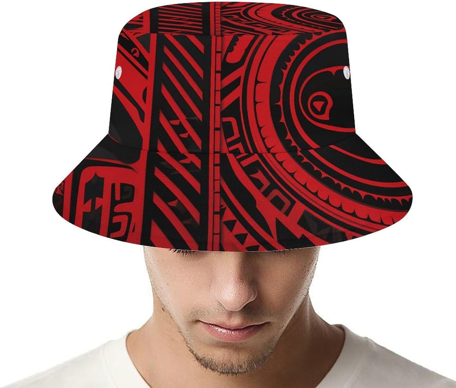 Black and Red Bucket Hat Packable Sun Hats Travel Summer Beach Fisherman Cap for Women Men Teens