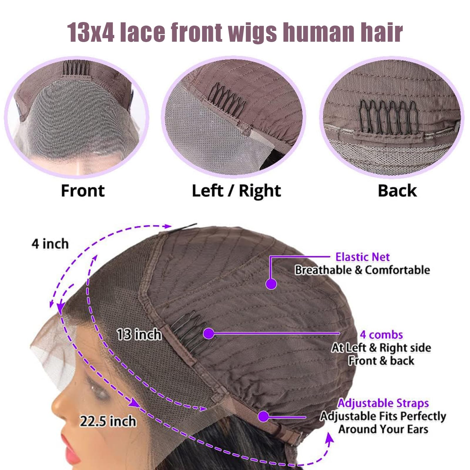 13x4 Deep Wave Lace Front Wigs Human Hair HD Lace Wigs for Black Women Human Hair 180% Density Lace Frontal Wig Pre Plucked with Baby Hair (22 Inch) - Image 3