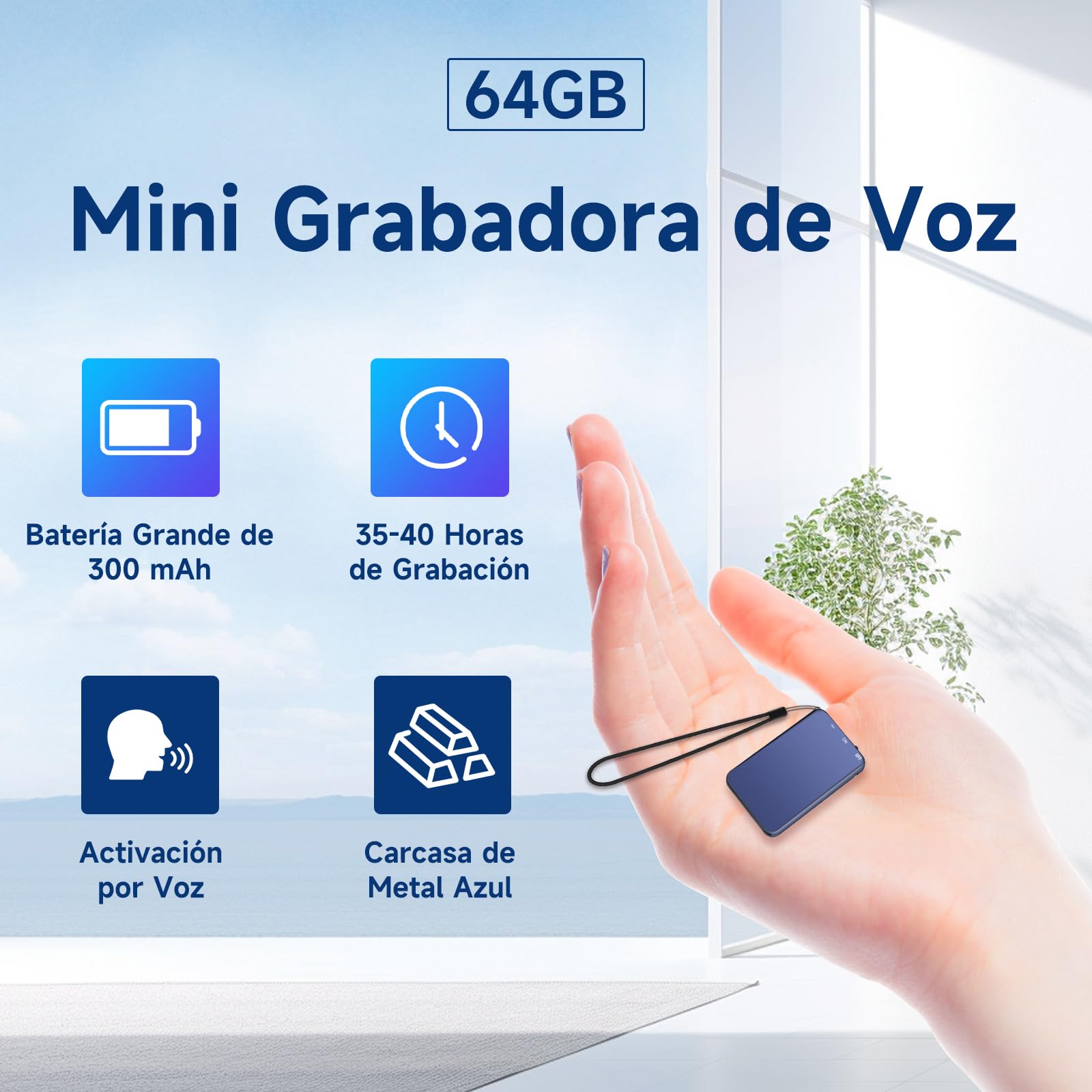 64GB Mini Grabadora de Voz, Vormooi Grabadora con Activación por Voz y Cancelación Inteligente del Ruido 2159, Grabador de Audio para Clases Reuniones Entrevistas Discursos