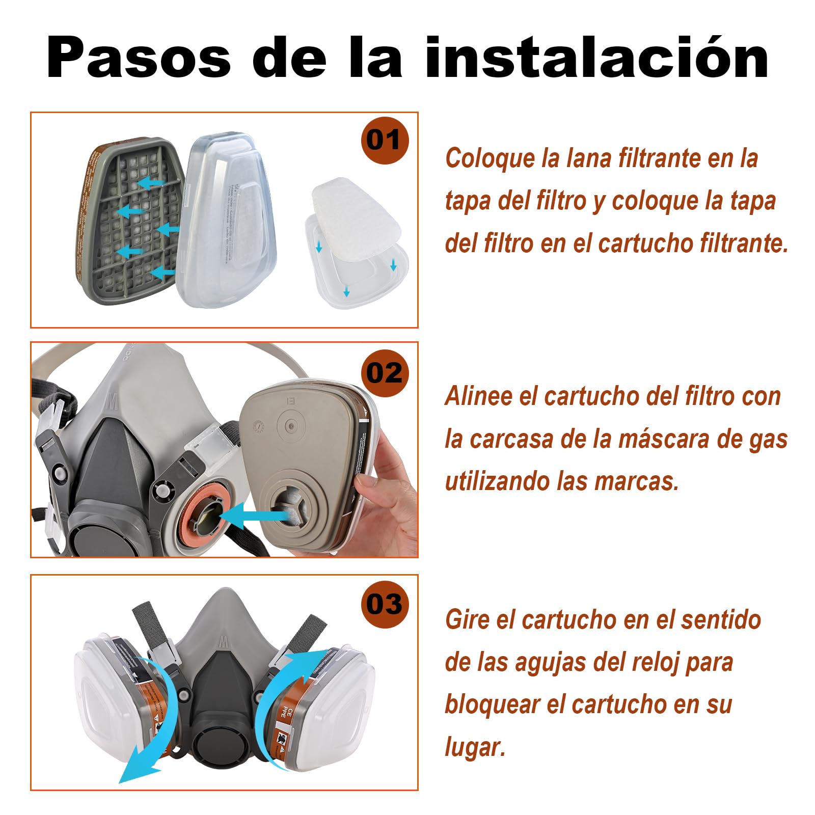 Faburo Respirador Mascarilla Pintura | Mascara de Proteccion Reutilizable para Proteger del Polvo, el Gas, la Pintura, los Vapores Orgánicos y Bricolaje y Herramientas, Gafas y Filtro de Carbon Activo