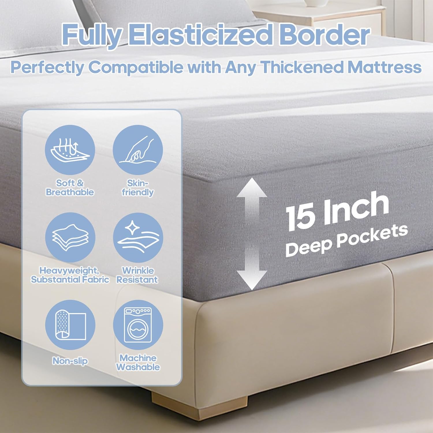 Grounding Sheets Queen Size, Earth Grounded Fitted Bed Sheet with 50% Viscose Derived from Bamboo + 45% Organic Cotton + 5% Silver Fiber