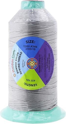 Miniatura 910 de Mandala Crafts Hilos de coser resistentes de nailon consolidado, hilo para tejer jeans de cuero, hilos de tapicería marina al aire libre, Beige