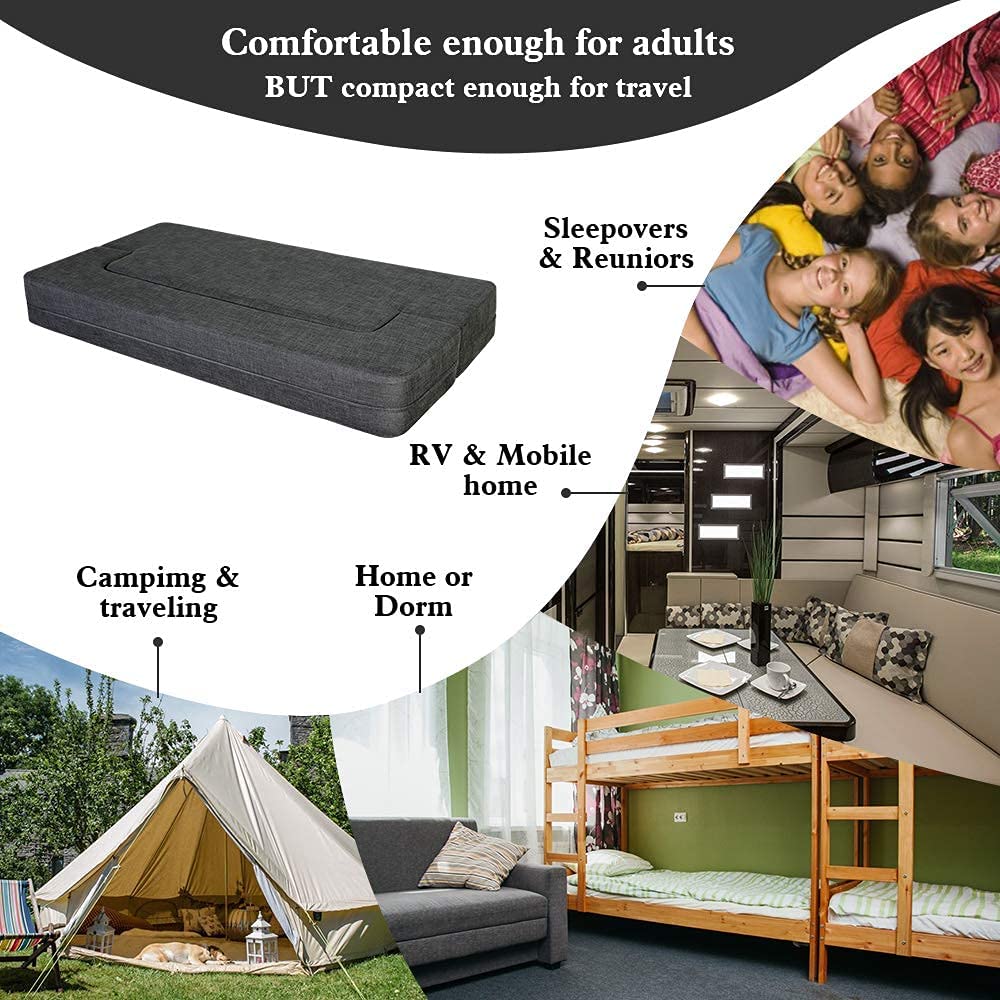 WOTU Folding Bed Couch, Folding Foam Sofa Bed Memory Foam Mattress