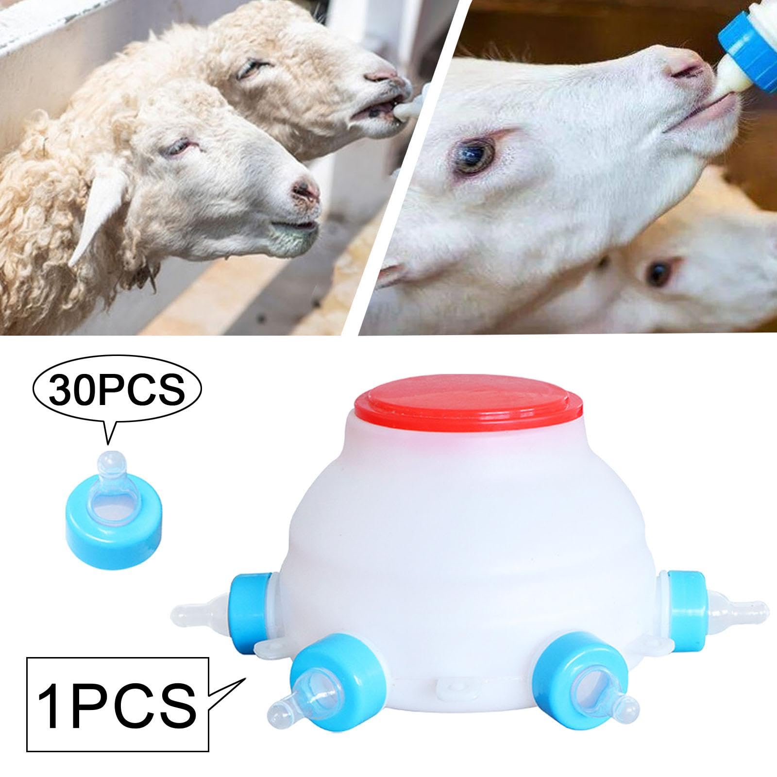 20 Piezas Biberón Alimentador de Cordero Botella Reutilizable Máquina de Animal Tetinas de Silicona Durables Accesorios Adecuados para Usar en, con 30 Boquillas de Repuesto