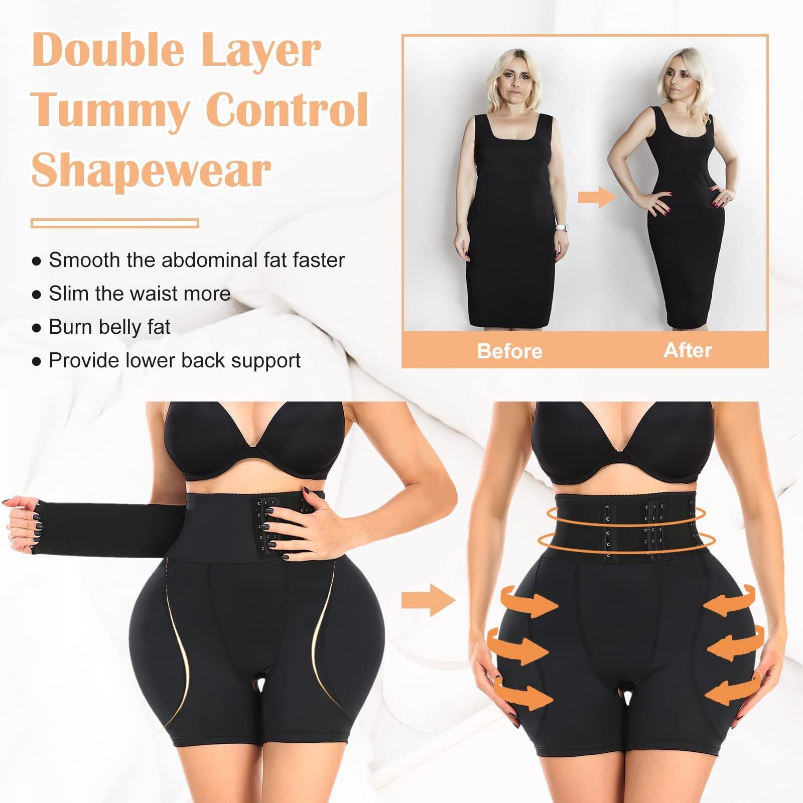 Mutande Imbottite Donna Pesti D'Anca per Donne Shapewear con Cintura Avvolgente con Angolo di Controllo della Pancia in Vita Alta