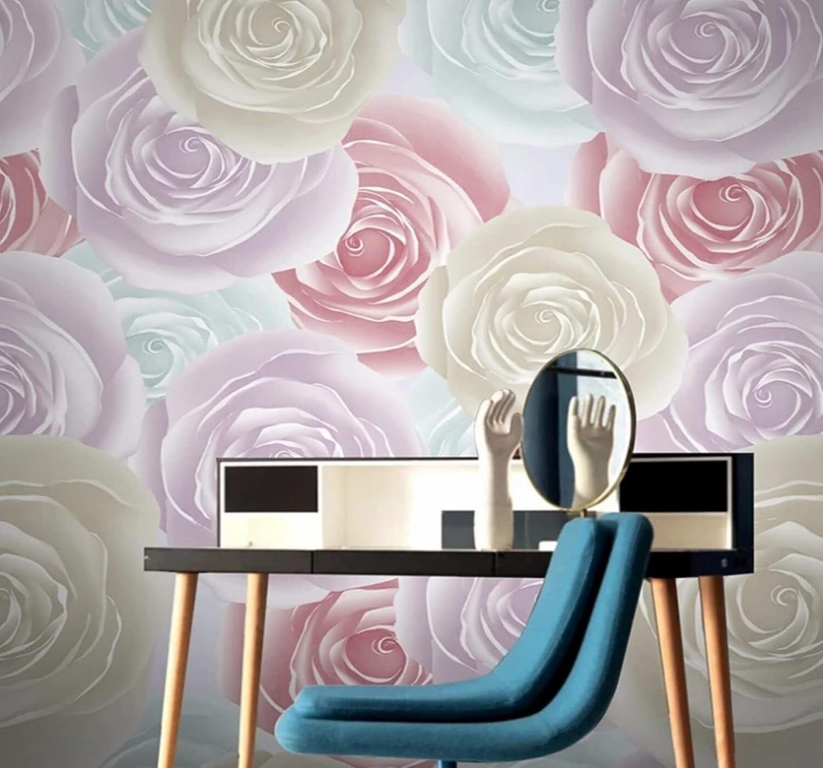 Simple Beautiful Romantic Colourful Roses 3D Wallpaper Easy Install Feature Office Living Room Sofa Bedroom TV Background Wall Decoration-400cm×280cm