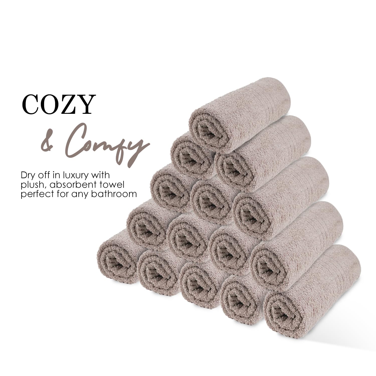 Asciugamani da bagno_27 x 54_Pk 12_Asciugamani da bagno beige (confezione da 12, 27 W x 137 L) Beige - Asciugamano in cotone per palestra, bagno, spa, rasatura, shampoo, per uso quotidiano