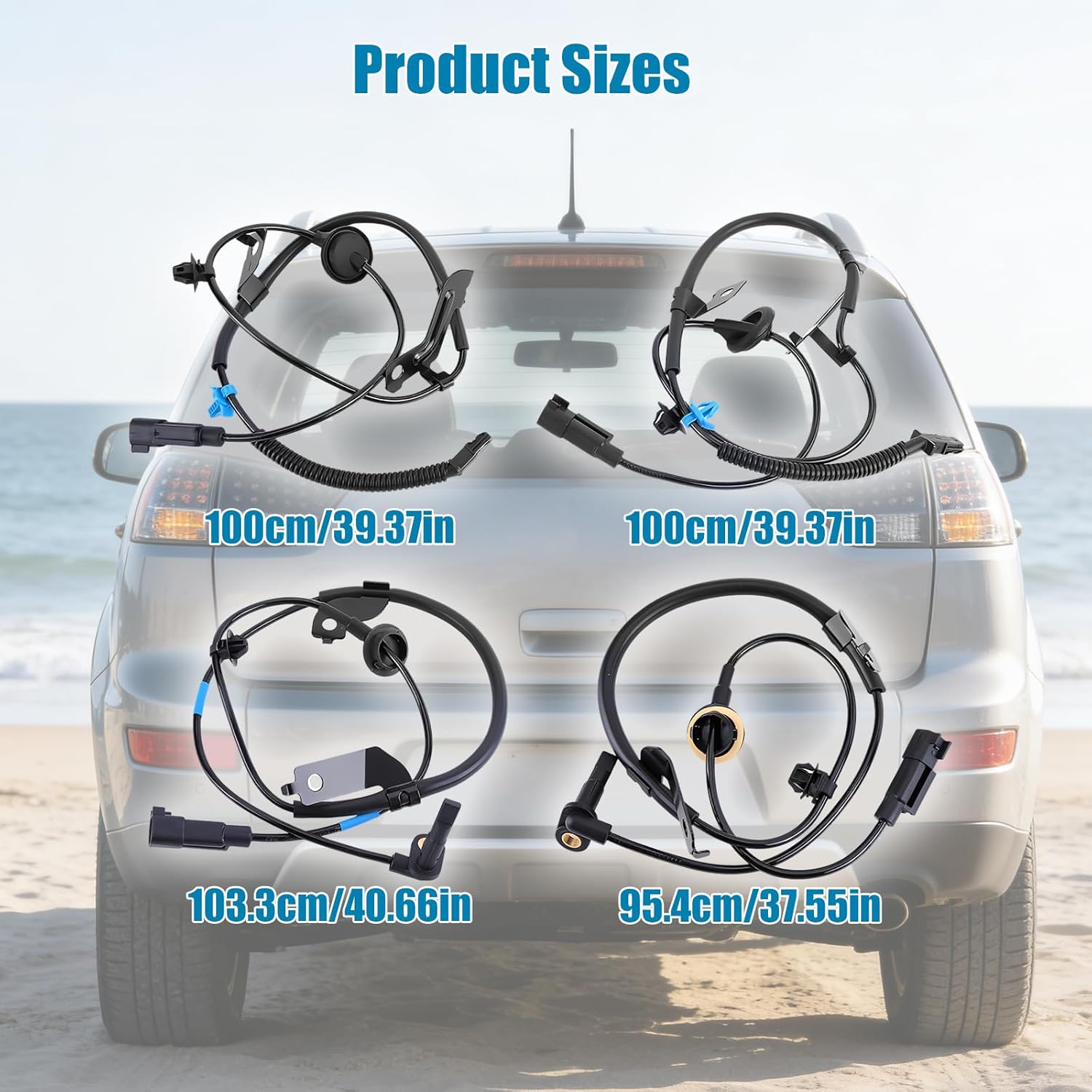 4Pcs ABS Wheel Speed Sensors Front & Rear Left & Right Compatible with Mitsubishi Lancer 2008-2017, Outlander Sport 2007-2017, RVR 2011-2017 Replacement for 5105064AA 5105065AA 4670A031 4670A032