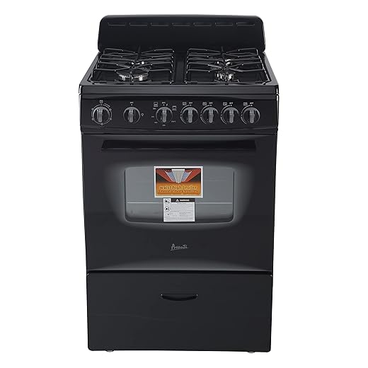 Avanti GR2415CB Gas Range Oven Compact Freestanding Design, 4 Sealed Burners with Electronic Ignition, 2.6 Cu.Ft. Capacity Features Storage Drawer Broiler and Accessories, 24-Inch, Black