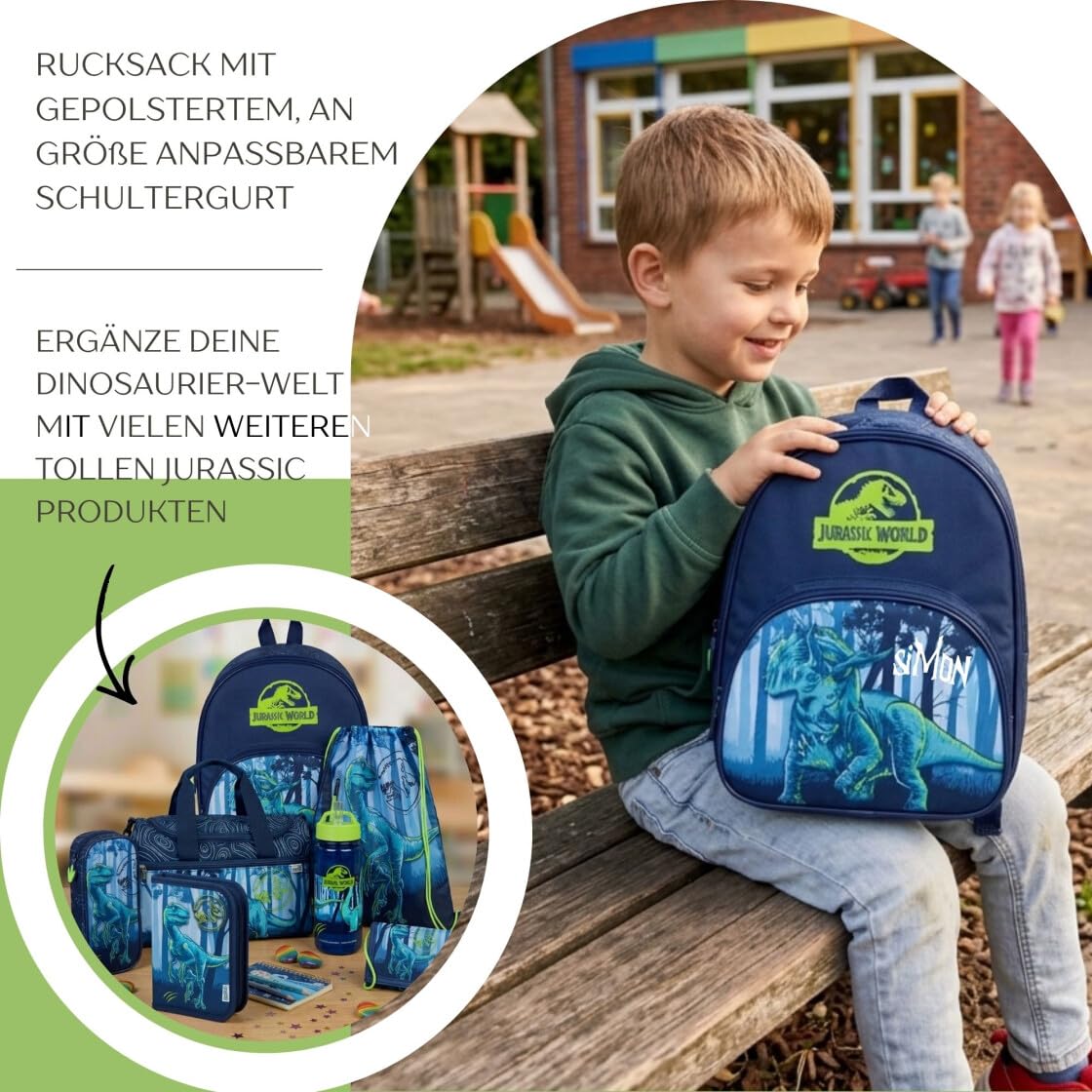 Undercover Zaino asilo dinosauro T-Rex ragazzi – Personalizzato con nome – Zaino per bambini con tasca anteriore – 2 scomparti 25 x 31 x 10 cm