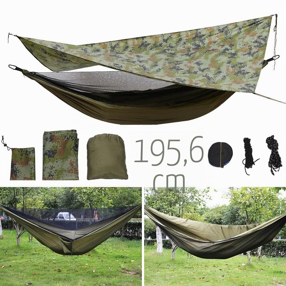 Amaca per 2 persone ultra luminosa traspirante da campeggio con zanzariera telo per tenda e esterni in nylon 200 kg per trekking viaggi spiaggia giardino