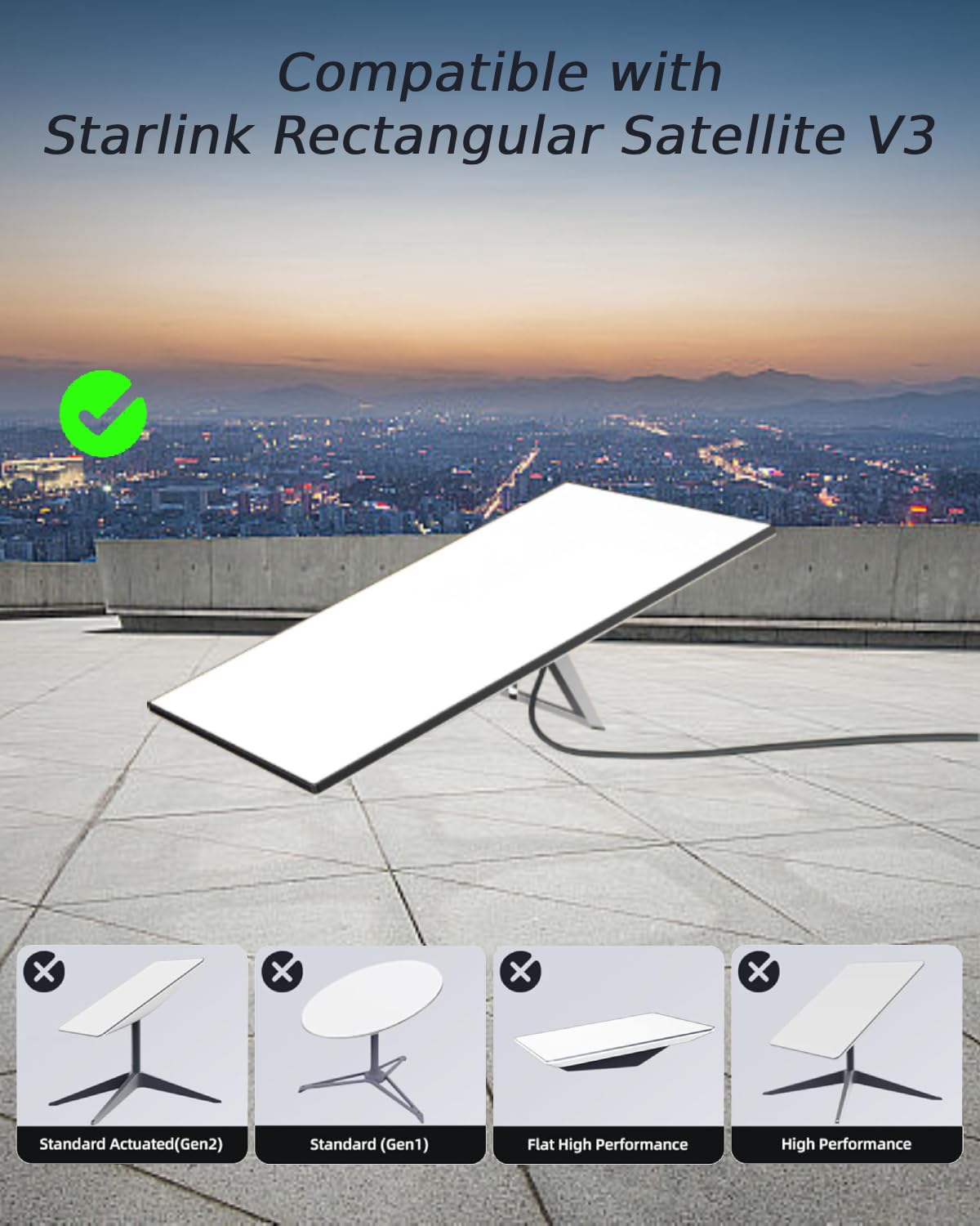 Starlink Cable Gen 3 75FT/23M | Starlink Mini Cable | Standard V3 Kit | Compatible with Rectangular Satellite and Accessories | Waterproof Outdoor Grey