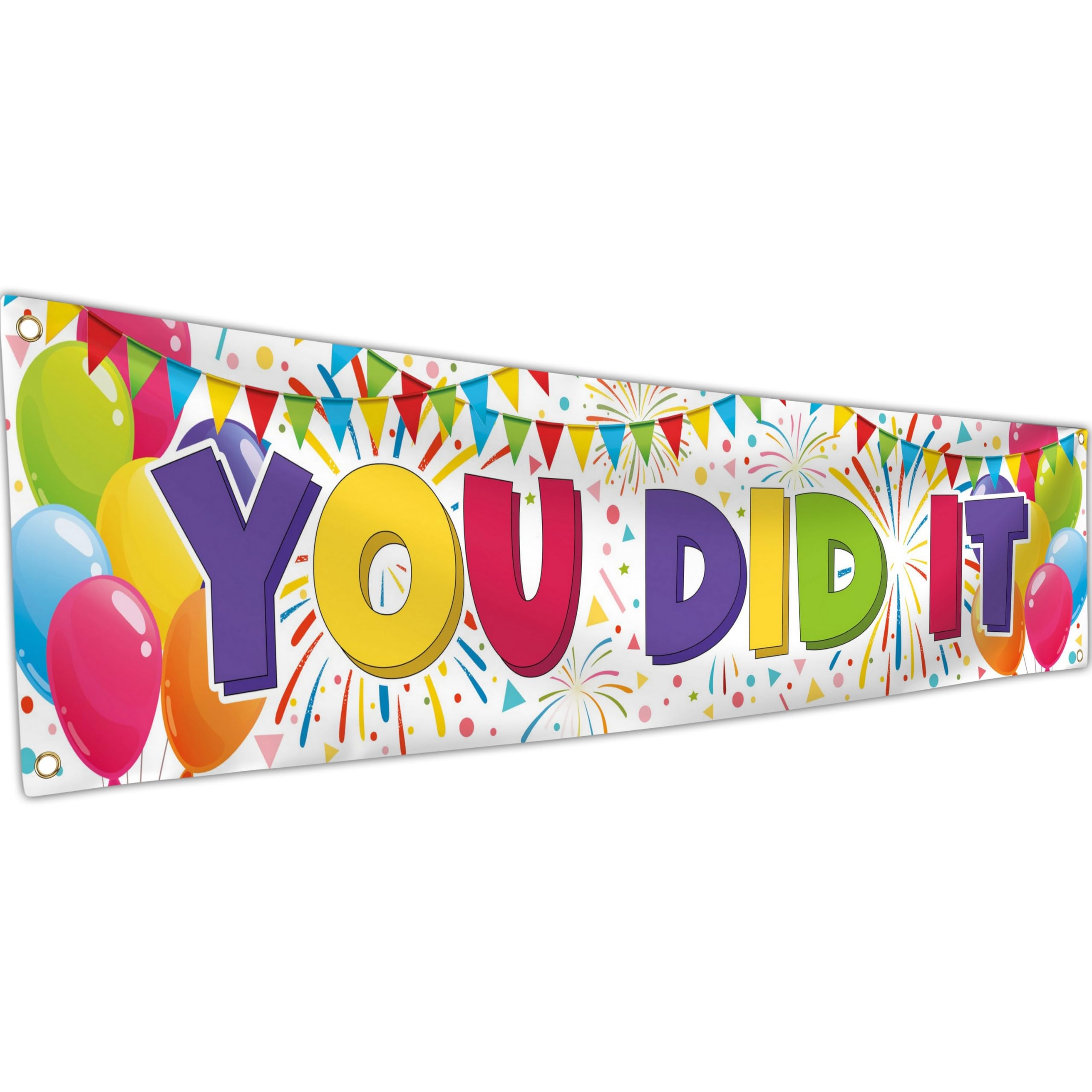 You Did It Banner- Congratulations Banner - Well Done - We Are So Proud Of You Decorations - Happy Graduation for Prom - 180x40 cm (White)