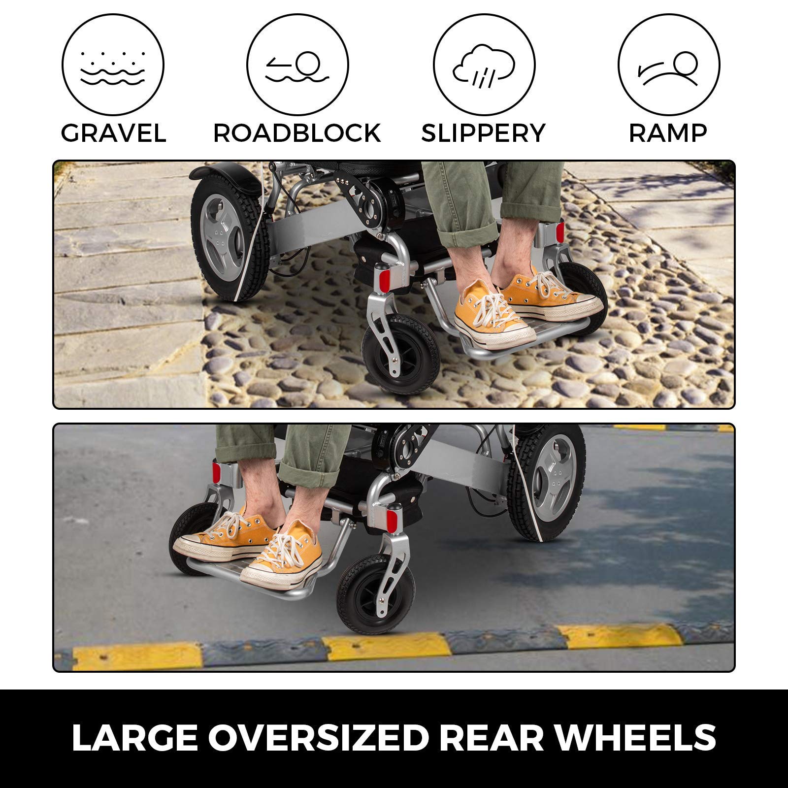 Sedia a rotelle elettrica Sedia a rotelle elettrica pieghevole 6 km/h Sedia a rotelle elettrica per adulti Sedia leggera in lega di alluminio Scooter elettrico sicuro ricaricabil
