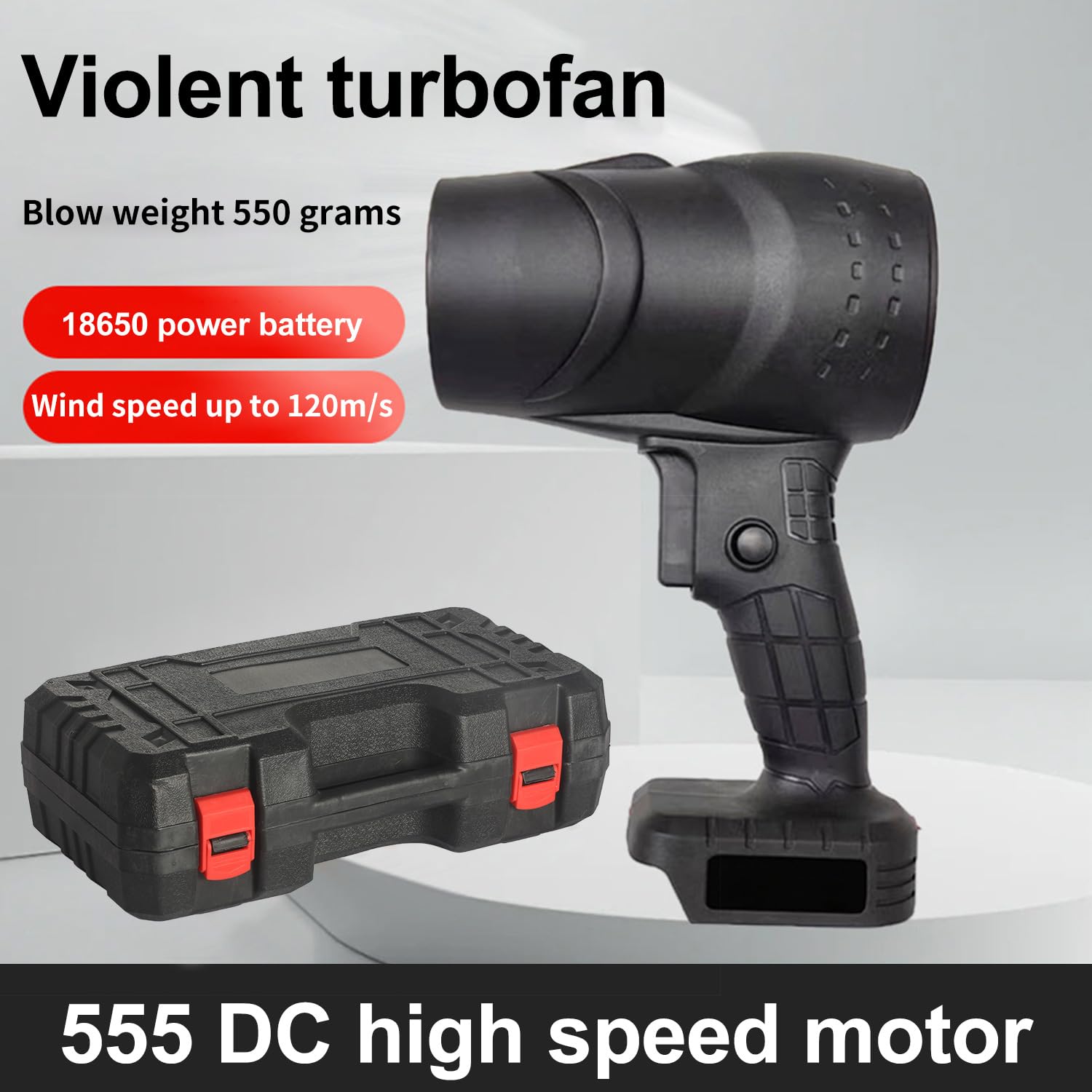 Soplador de Hojas, Soplador de Aire Eléctrico, Sopladora de Hojas con Bateria 1500mh, Turbo 120 km/h, Motor Escobillas, Sopladora de Aire Inalambrico Portátil para Jardín, Césped Exteriores (Negro)