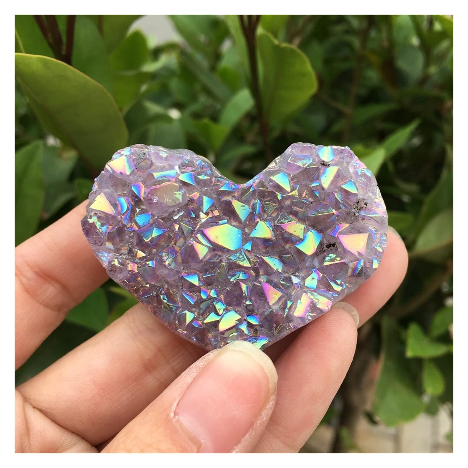 1 Uds geoda de Amatista en Forma de corazón Cristales de Cristal Piedras Titanio Arco Iris Aura Amatista racimo Ángel Aura Cuarzo decoración del hogar Manualidades Inicio Colecciones