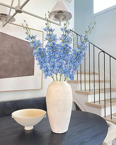 Miniatura 5 de DILATATA Ramo de flores artificiales de Delphinium azul de 37 pulgadas para jarrones altos, arreglos florales para el hogar y la boda, juego de