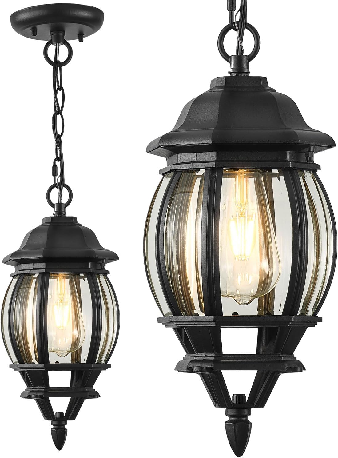 VIANIS Black Outdoor Pendant Light, Aluminum Hanging Outdoor Lights ...