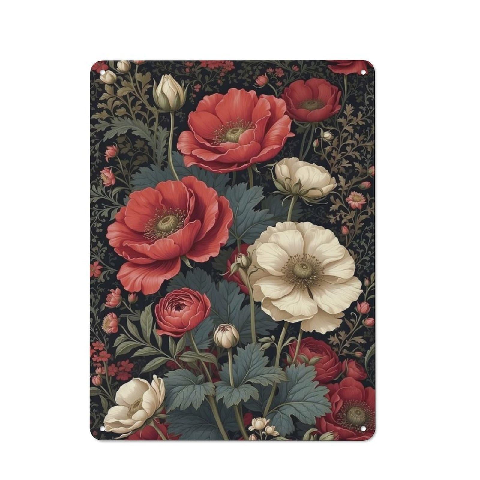 Junmoney Style-1 Eternal Poppy Elegance Tin Sign 40X30cm For Workshop Wall, Vintage Wall Decor, For Metal Sign Collectors, For Garage And Workshop Walls