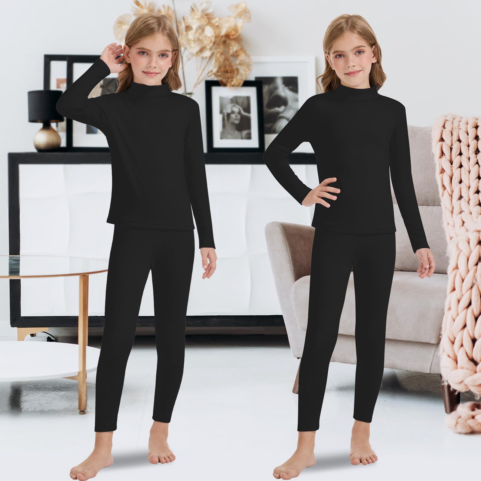 Thermounterwäsche Kinder Funktionsunterwäsche Junge Skiunterwäsche Mädchen Winter Atmungsaktiv Thermowäsche Set Warm Funktionswäsche Thermo Unterwäsche Thermounterhemd für Kinder