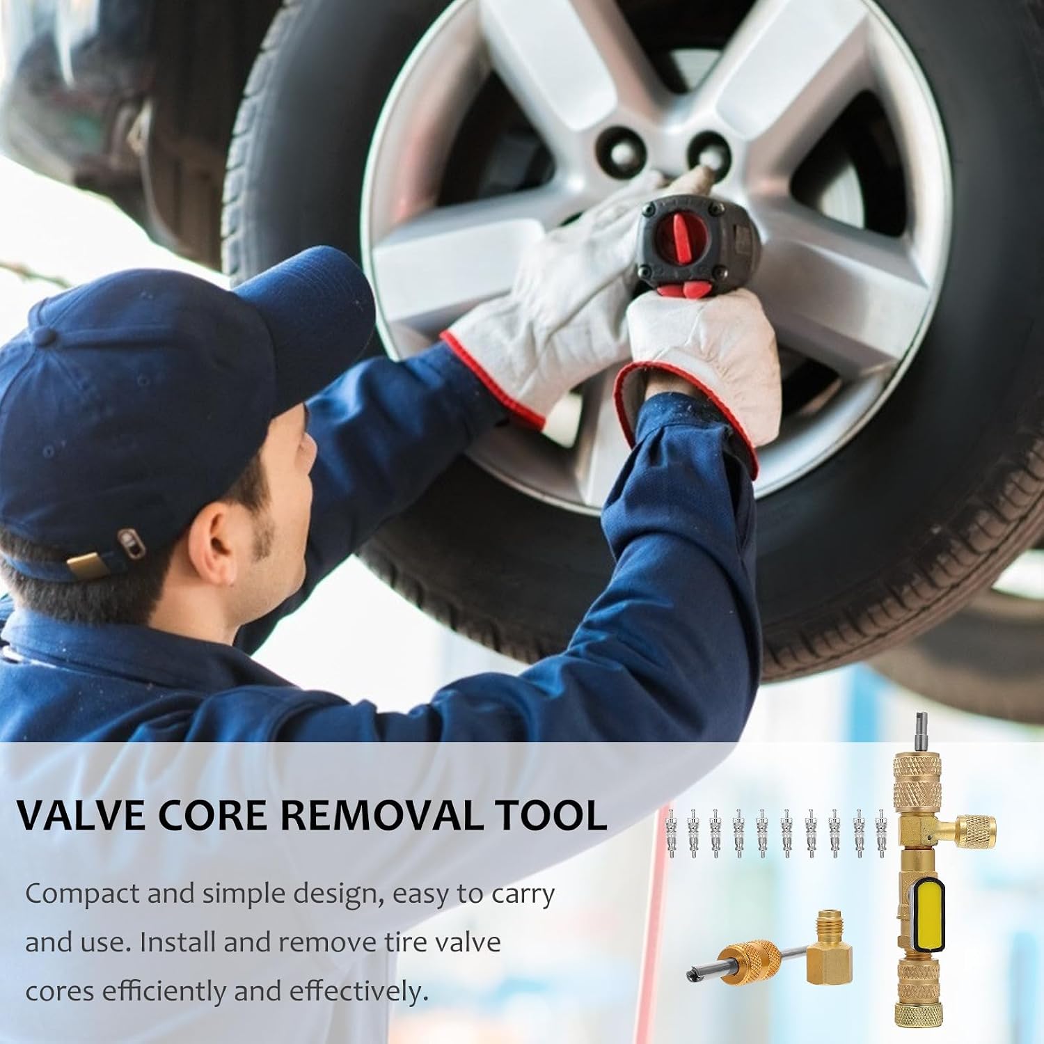 Zerodeko Core Remover and Installer Tool Kit for HVAC Refrigerants with Dual SAE 1/4 and 5/16 Ports, Aluminum Alloy and Copper Construction, Easy to Carry Tire Core Removal Tool