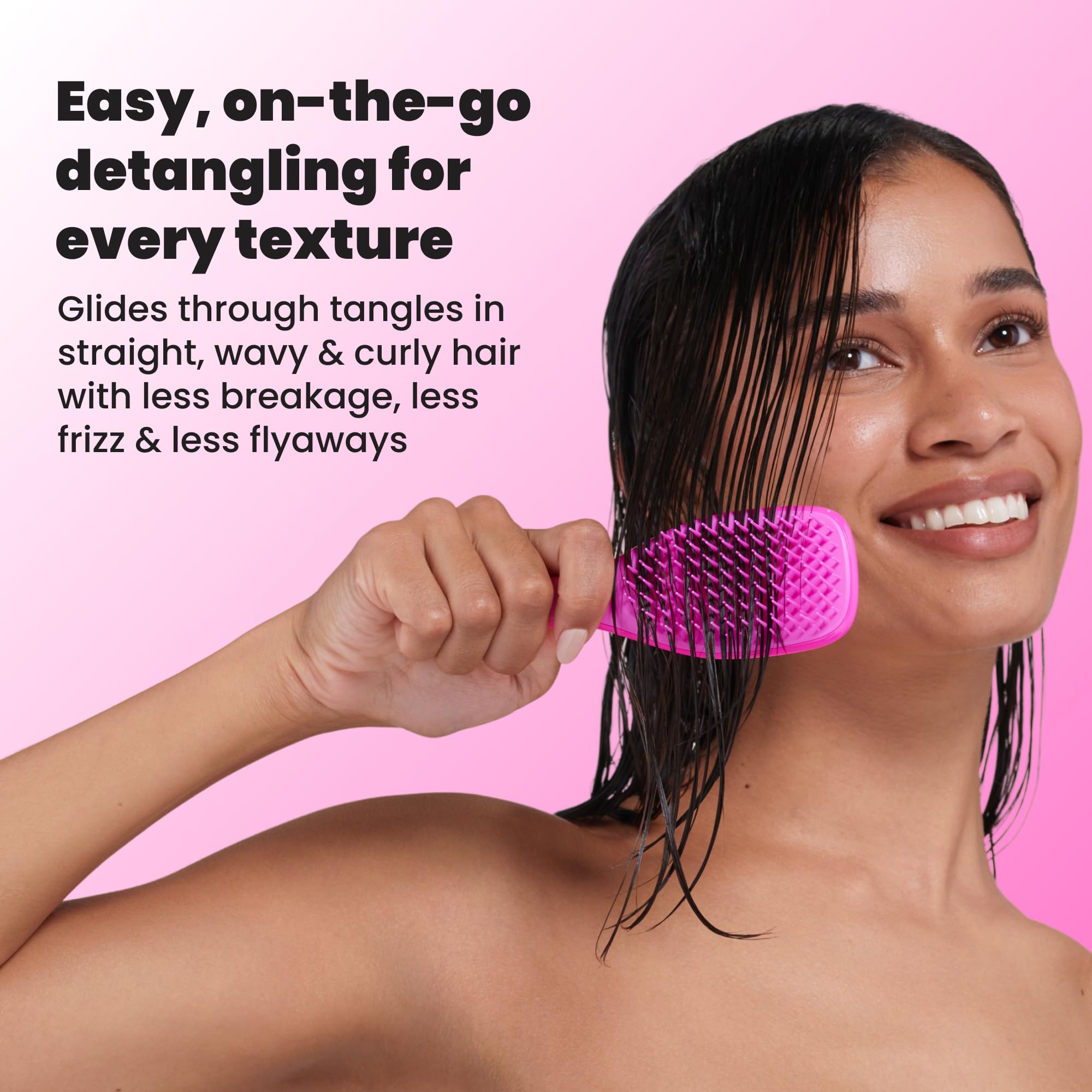 Tangle Teezer Mini The Ultimate szczotka do rozczesywania włosów, delikatna dla mokrych włosów, dwupoziomowe zęby i wygodny uchwyt, idealna dla dzieci i podróży, zmniejsza węzły i łamanie, pas