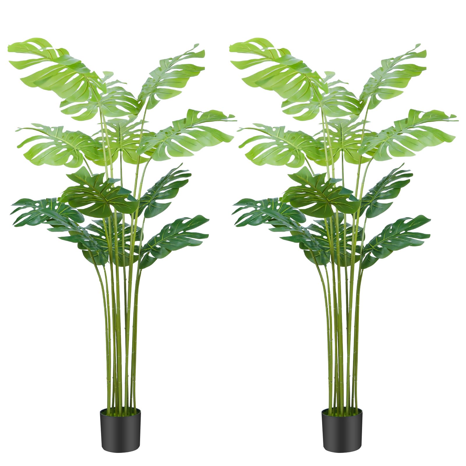 160cm Artificial Plants Fake Tree,5.2FT Faux Monstera Plant Palm with Lifelike Leaves, Large Artificial Plants Indoor in Pot Outdoor Home Office Garden Decoration Balcony Corner, 2 Pack-1