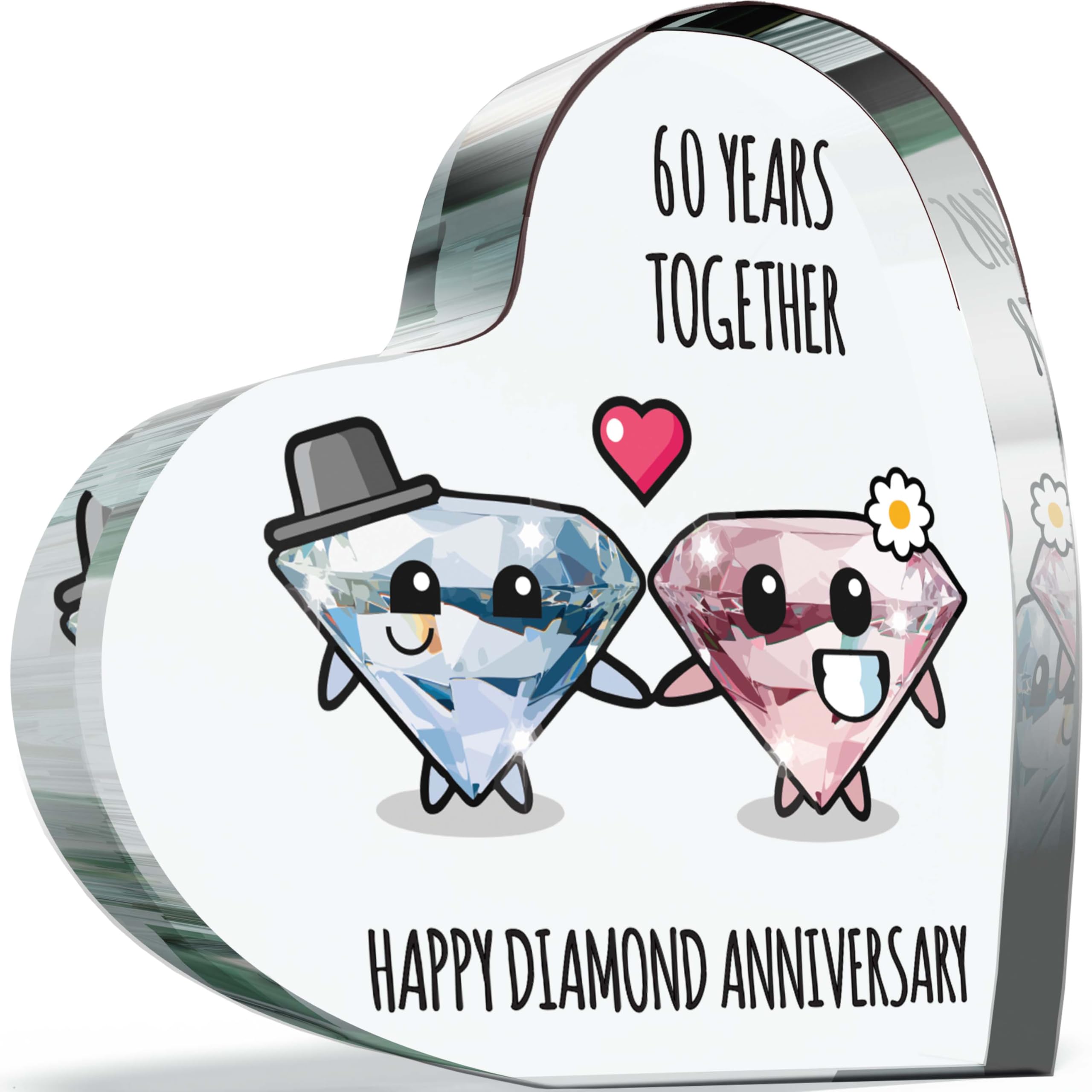 60th Anniversary Plaque Gifts for Wife Husband, Happy Diamond Anniversary