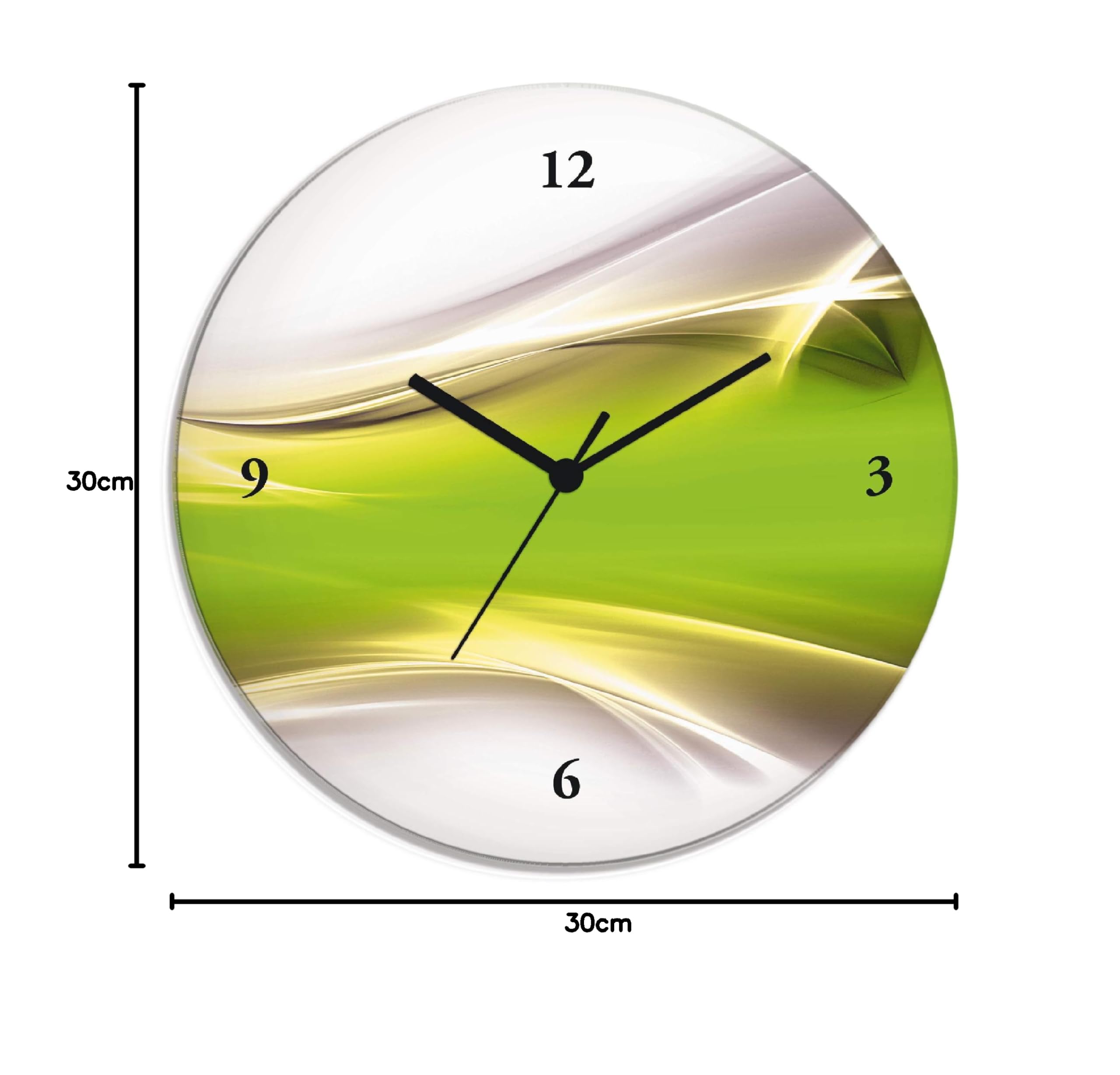 ARTLAND Wanddeko Wanduhr ohne Tickgeräusche Glas Funkuhr Ø 30 cm Rund Lautlos Design Abstrakt Kunst Modern Ausgefallen Kreativ T9HZ