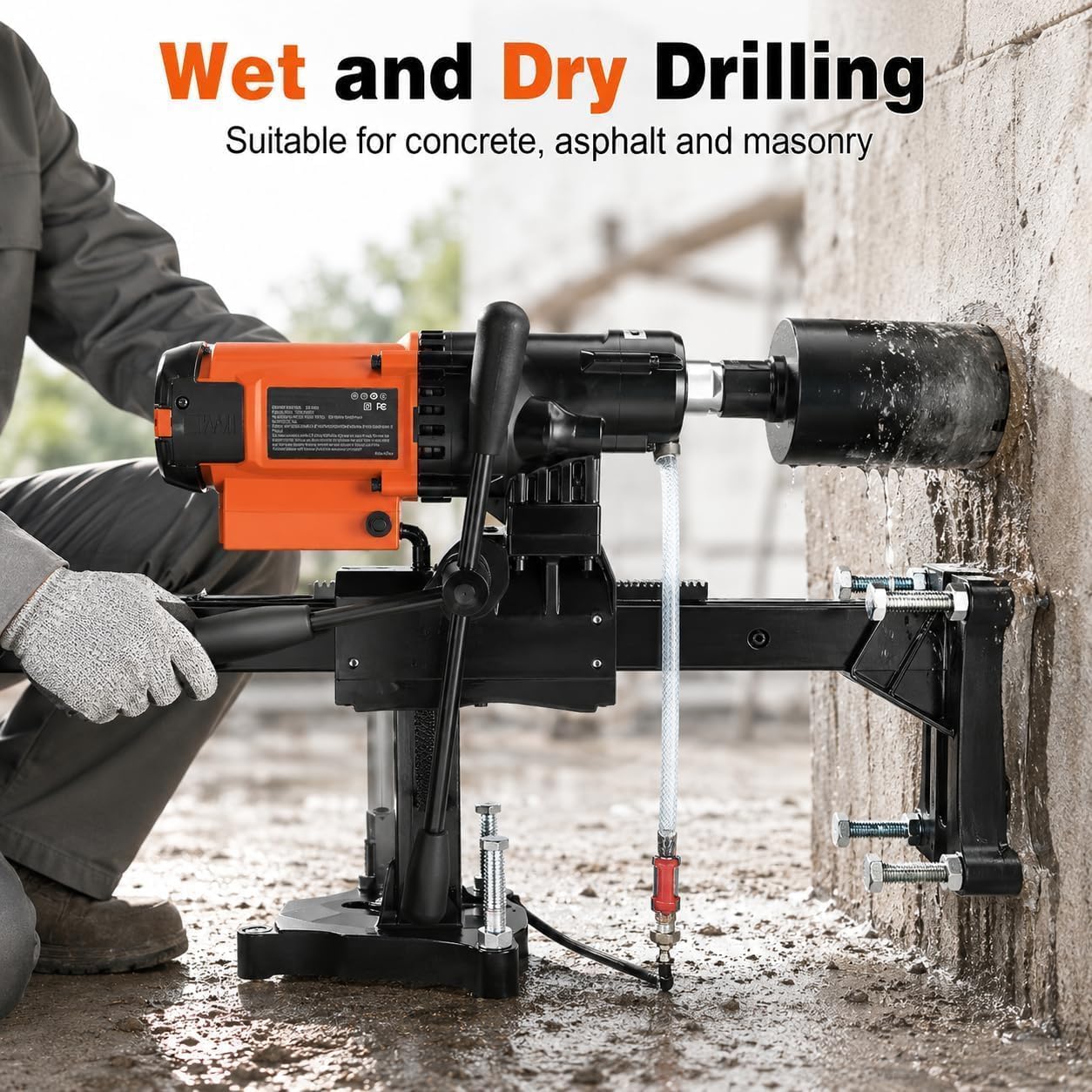 2500W Wet & Dry Diamond Core Drill con supporto, capacità 8 pollici