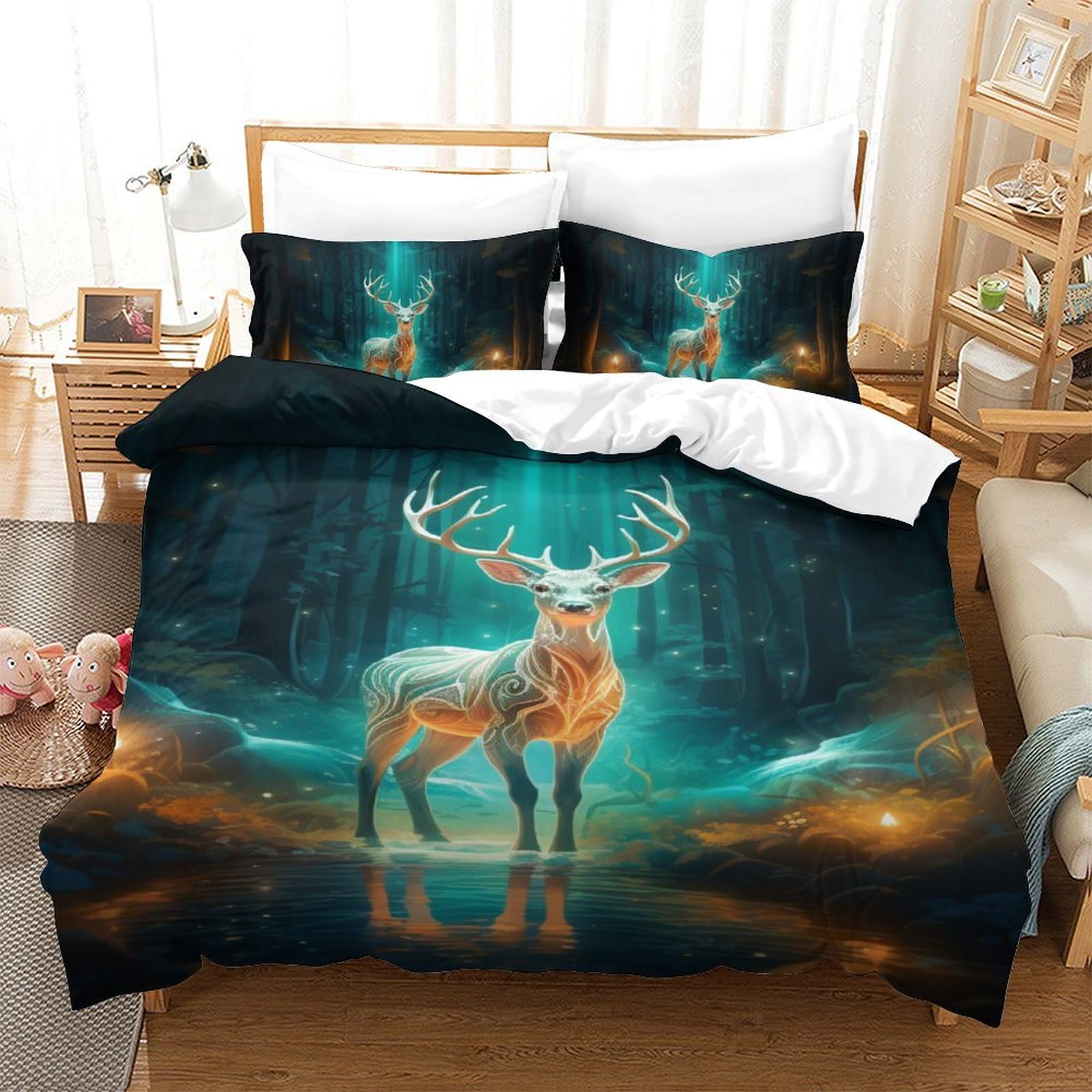 Housse de couette wapiti 140x200 cm avec 3 pièces pour lit enfant