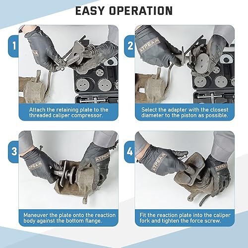 Miniatura 3 de ATPEAM Juego de herramientas de pinza de freno de disco resistente de 24 piezas y kit de respaldo de viento para reemplazo de pastillas de freno