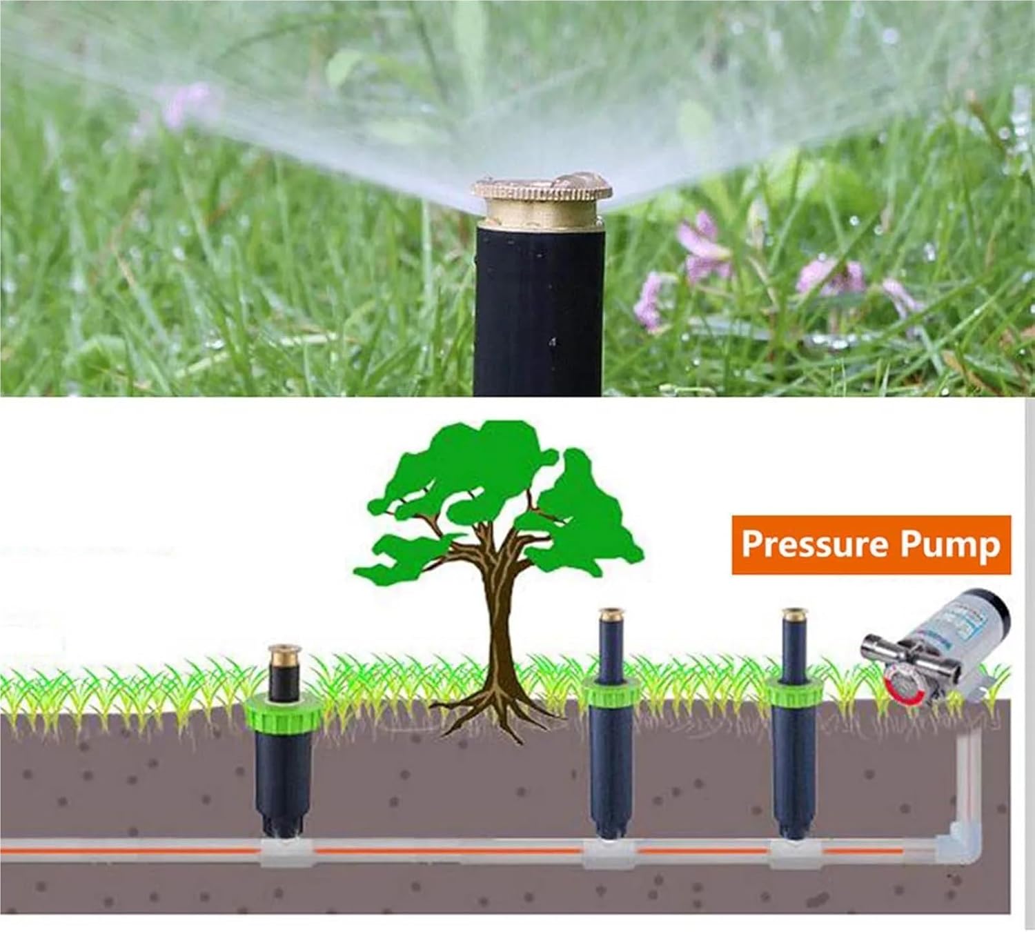 Pop-Up Sprinklers 4Pcs Automatic Irrigation System 1/2 inch Male Thread Scattering Water Sprinklers(90 Degree)