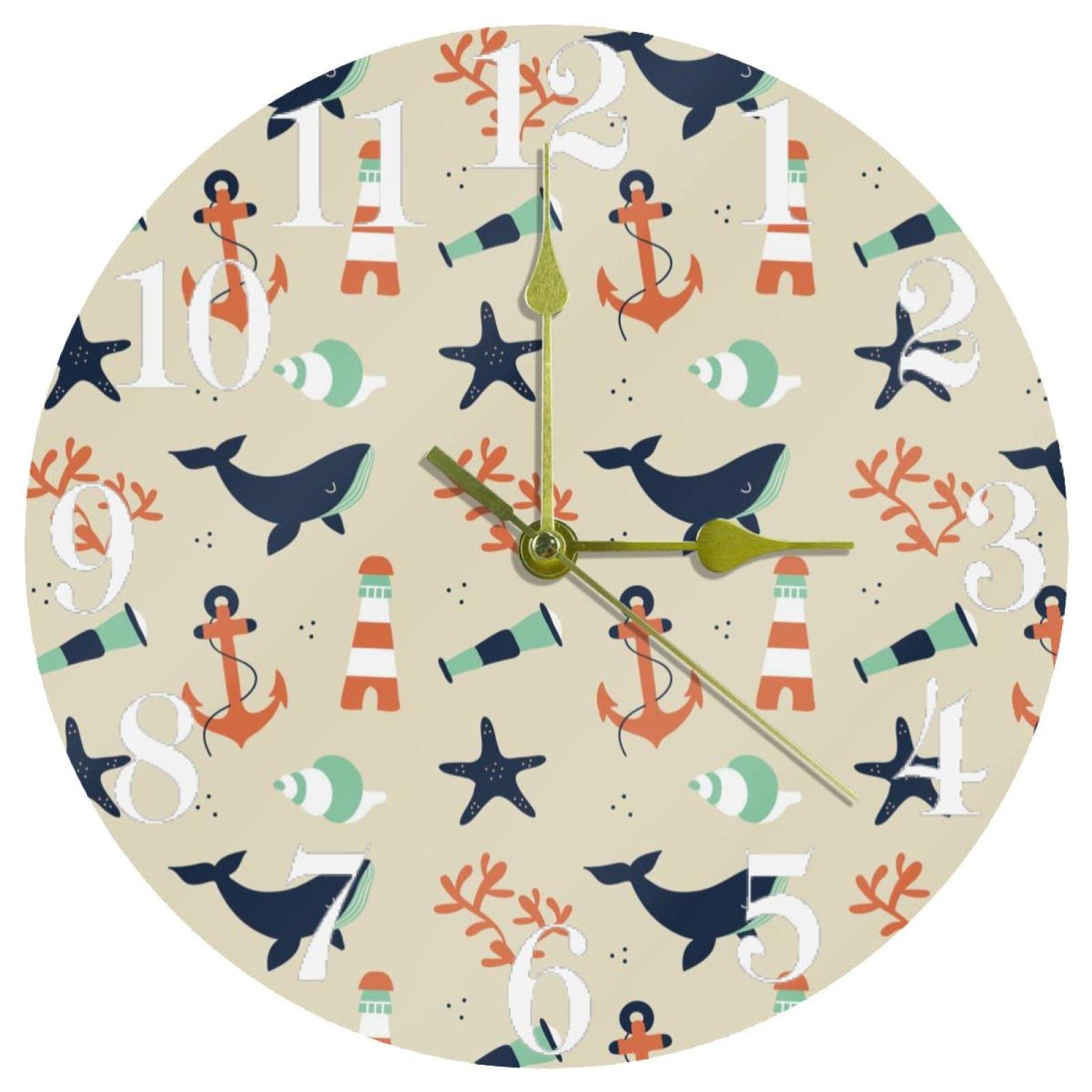 Horloge murale à quartz silencieuse ancre de marin 25cm
