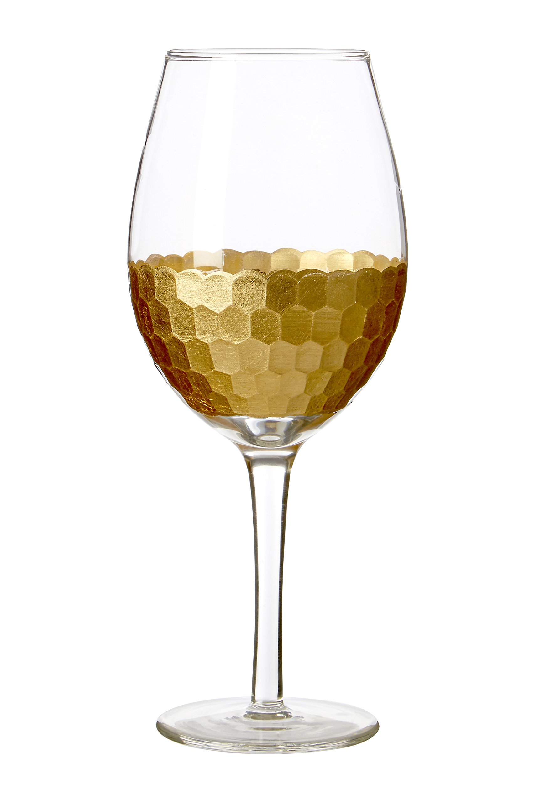 Premier Housewares Astrid Large Wine Glasses, Gold, 7 x 7 x 23 cm, Set of 4