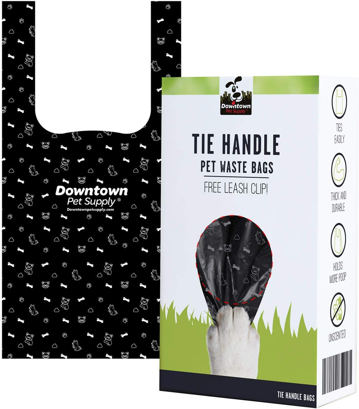 Downtown Pet Supply Dog Poop Bags (300 CT - Black Bags & 1 Dispenser) Waste Bag Dispenser Clips to Dog Leashes Bags & Dog Harnesses- Poop Scoop Bags are Leak-Proof Bags & Unscented