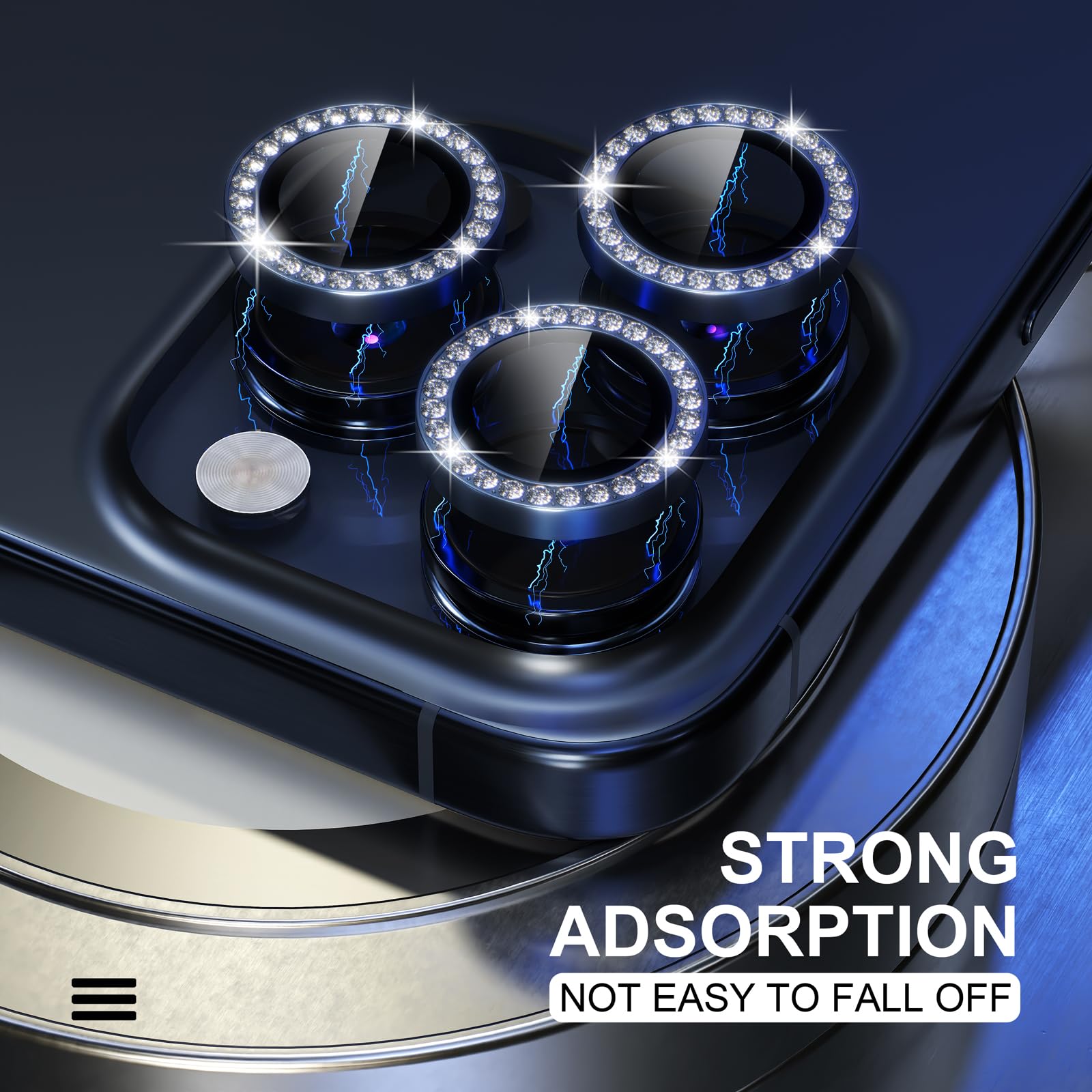 GIOPUEY Camera Protector For IPhone 15 Pro Max, Bling Crystal Diamond Camera Protection Ring, 9H HD Tempered Glass, IPhone 15 Pro Camera Lens - View #5