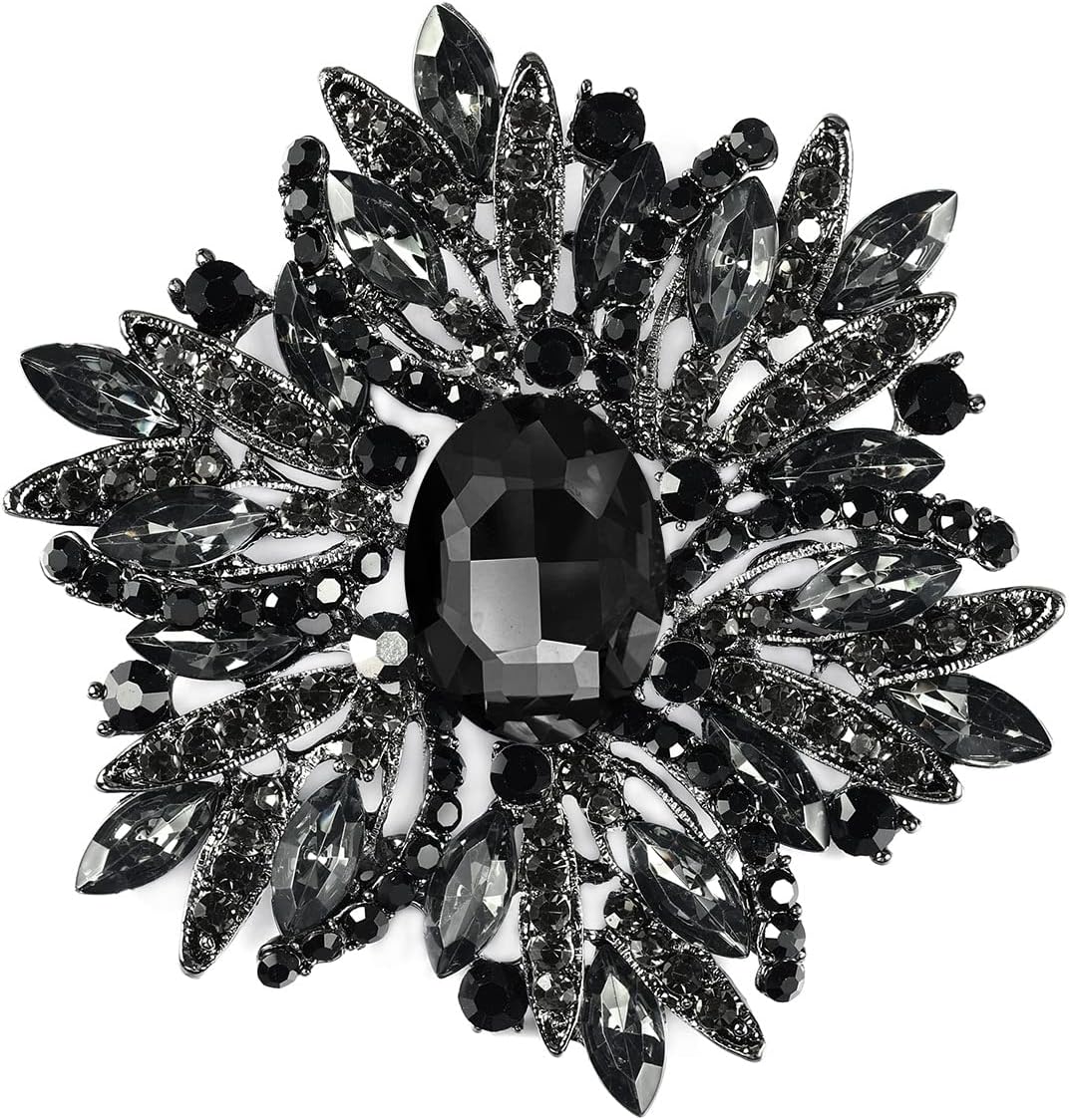 YOQUCOL Sunflower Shape Crystal Big Large Heavy Brooch Pin Rhinestone Scarf Decoration Corsage Cloth Pin for Women Girls