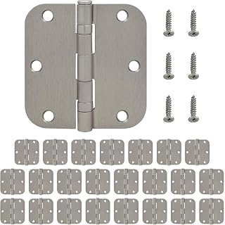 Nuk3y Residential 3 1/2"" x 3 1/2"" Ball Bearing Door Hinge 5/8 Radius (24 Pack, Satin Nickel)