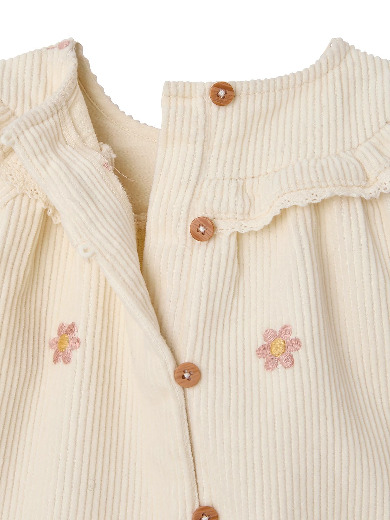 Vertbaudet Baby-Set aus Cord-Kleid mit Blumenstickerei und Strumpfhose