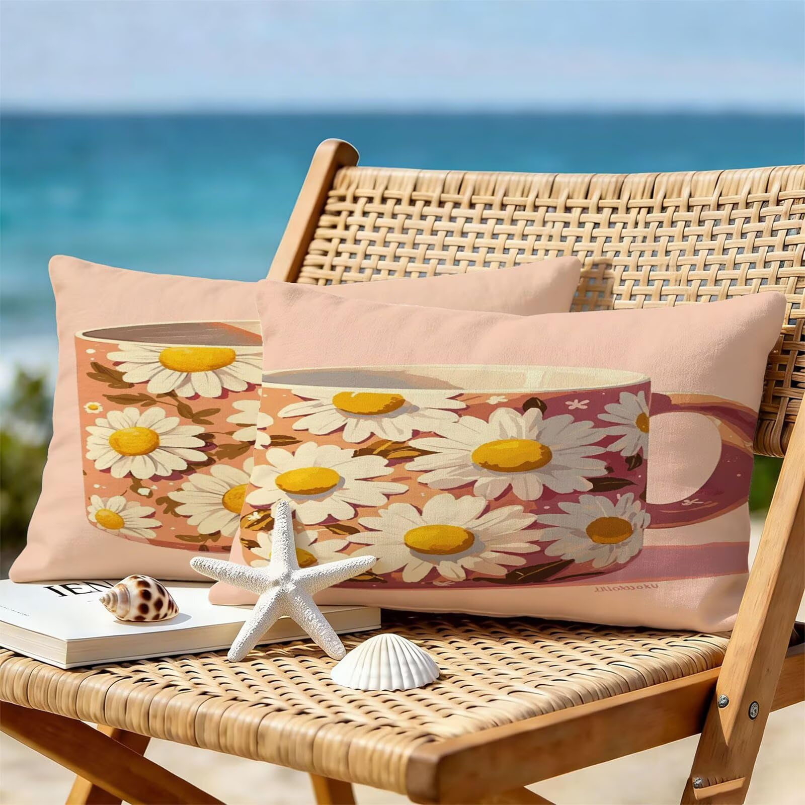 Générique Housse Coussin Exterieur Impermeable 30x50cm Flower Décoratif Taie d'oreiller Decoration Tasse Housse de Coussin Exterieur Impermeable pour Salon de Jardin Lot 2. T-3707