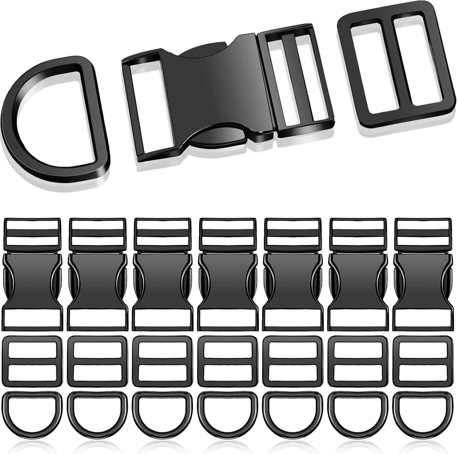 Zeyune 32 Pcs Metal Buckles for Straps Include 8 Pcs Side