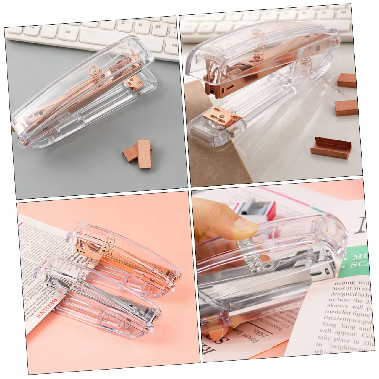 Homoyoyo Grapadora Para Escritorio Grapadora Ligera Y Rosa Dorado Y Plata Para Oficina Profesional Para Casa Y Piezas*2