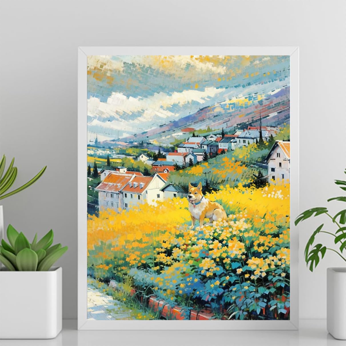 Paint by Numbers German Shepherd Dog DIY Acrylic Painting Kit with Brushes Pigment Oil Painting Artwork Adults Beginners Wall Decor 12x16inch(30x40cm) Frameless