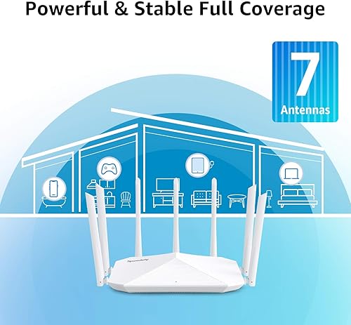 Miniatura 3 de Enrutador WiFi Gigabit, enrutador inalámbrico inteligente de doble banda, Speedefy AC2100 4x4 MU-MIMO y 7 antenas externas para señal fuerte y alta